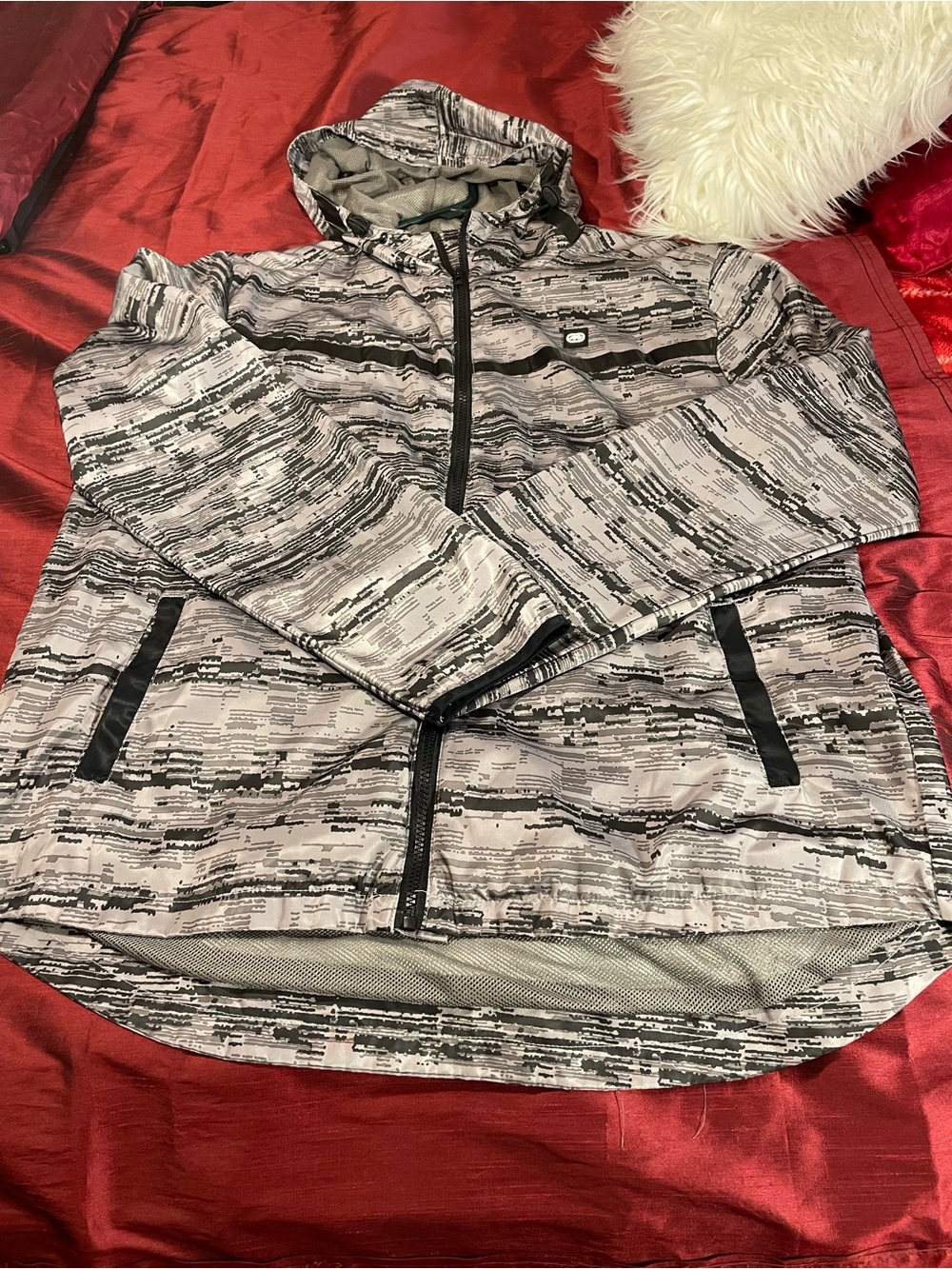 Ecko Unlimited Gray Patterned Hooded Windbreaker